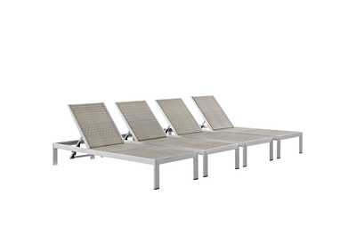 Image for Silver Gray Shore Chaise Outdoor Patio Aluminum [Set of 4]