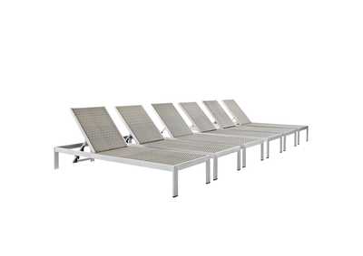 Image for Silver Gray Shore Chaise Outdoor Patio Aluminum [Set of 6]