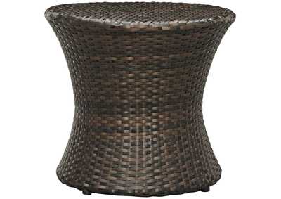 Brown Stage Round Outdoor Patio Side Table