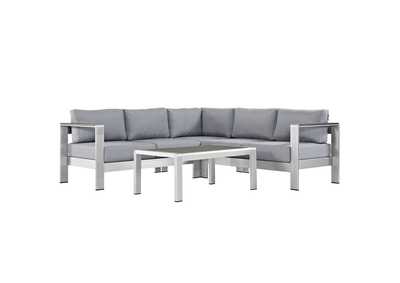 Image for Silver Gray Shore 4 Piece Outdoor Patio Aluminum Sectional Sofa Set