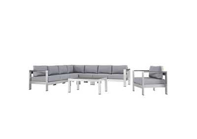 Image for Silver Gray Shore 7 Piece Outdoor Patio Aluminum Sectional Sofa Set