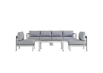 Image for Silver Gray Shore 5 Piece Outdoor Patio Aluminum Sectional Sofa Set