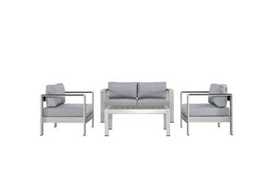 Image for Silver Gray Shore 4 Piece Outdoor Patio Aluminum Sectional Sofa Set