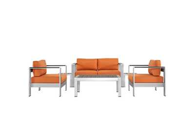 Image for Silver Orange Shore 6 Piece Outdoor Patio Aluminum Sectional Sofa Set