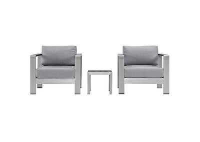 Image for Silver Gray Shore 3 Piece Outdoor Patio Aluminum Set