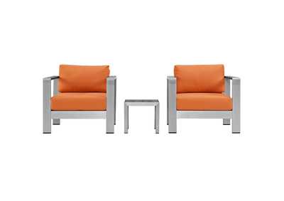 Image for Silver Orange Shore 3 Piece Outdoor Patio Aluminum Set