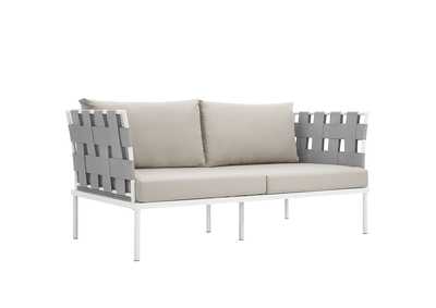 Image for White Beige Harmony Outdoor Patio Aluminum Loveseat