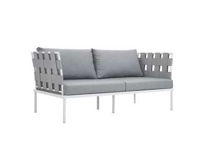 Image for White Gray Harmony Outdoor Patio Aluminum Loveseat