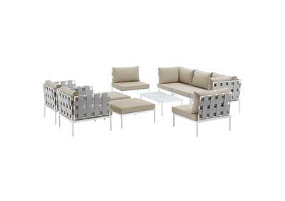 Image for White Beige Harmony 10 Piece Outdoor Patio Aluminum Sectional Sofa Set