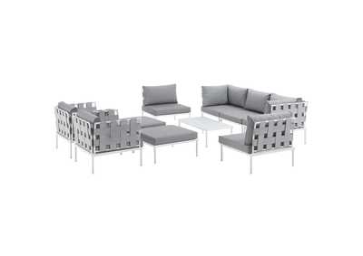 Image for White Gray Harmony 10 Piece Outdoor Patio Aluminum Sectional Sofa Set