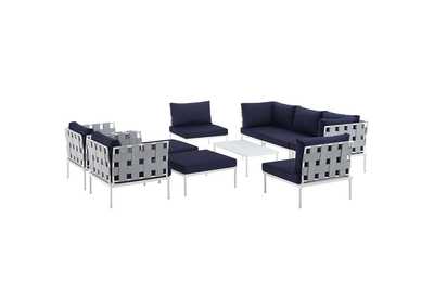 Image for White Navy Harmony 10 Piece Outdoor Patio Aluminum Sectional Sofa Set