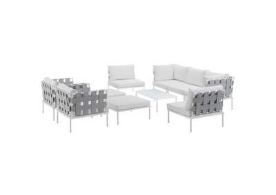 Image for White White Harmony 10 Piece Outdoor Patio Aluminum Sectional Sofa Set