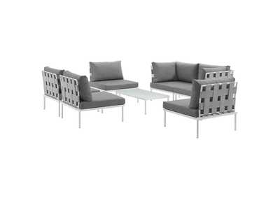 Image for White Gray Harmony 7 Piece Outdoor Patio Aluminum Sectional Sofa Set