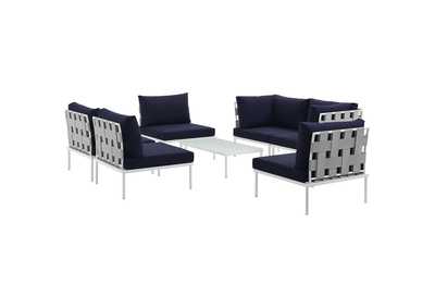 Image for White Navy Harmony 7 Piece Outdoor Patio Aluminum Sectional Sofa Set