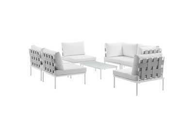 Image for Harmony White White 7 Piece Outdoor Patio Aluminum Sectional Sofa Set