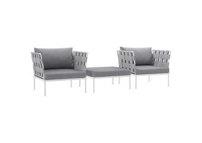 Image for White Gray Harmony 3 Piece Outdoor Patio Aluminum Sectional Sofa Set