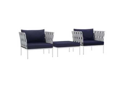 Image for White Navy Harmony 3 Piece Outdoor Patio Aluminum Sectional Sofa Set