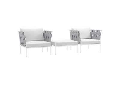 Image for White White Harmony 3 Piece Outdoor Patio Aluminum Sectional Sofa Set
