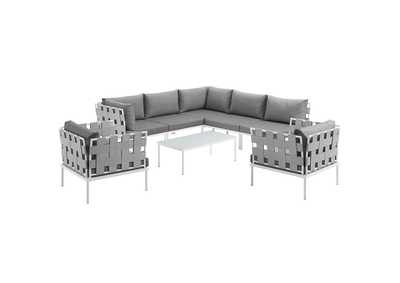 Image for White Gray Harmony 8 Piece Outdoor Patio Aluminum Sectional Sofa Set