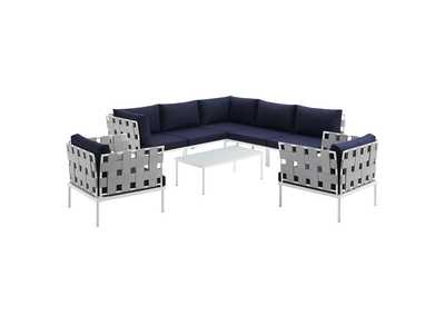 Image for White Navy Harmony 8 Piece Outdoor Patio Aluminum Sectional Sofa Set