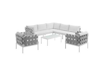 Image for White White Harmony 8 Piece Outdoor Patio Aluminum Sectional Sofa Set