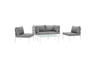 Image for White Gray Harmony 5 Piece Outdoor Patio Aluminum Sectional Sofa Set