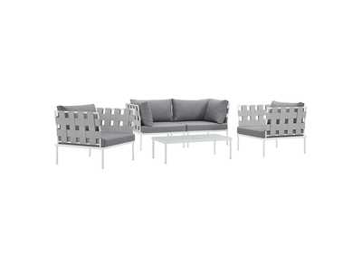 Image for White Gray Harmony 5  Piece Outdoor Patio Aluminum Sectional Sofa Set