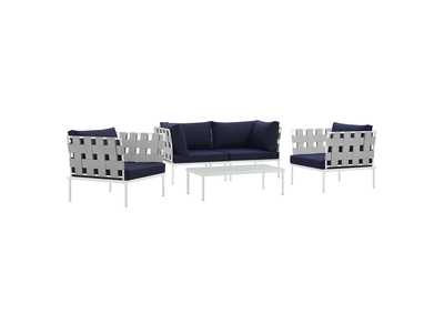 Image for White Navy Harmony 5  Piece Outdoor Patio Aluminum Sectional Sofa Set