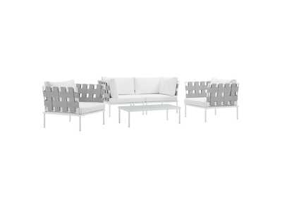 Image for White White Harmony 5  Piece Outdoor Patio Aluminum Sectional Sofa Set