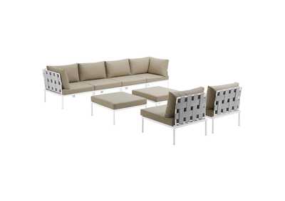 Image for White Beige Harmony 8 Piece Outdoor Patio Aluminum Sectional Sofa Set