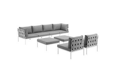 Image for White Gray Harmony 8 Piece Outdoor Patio Aluminum Sectional Sofa Set