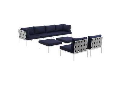Image for White Navy Harmony 8 Piece Outdoor Patio Aluminum Sectional Sofa Set