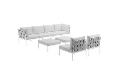 Image for White White Harmony 8 Piece Outdoor Patio Aluminum Sectional Sofa Set