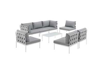 Image for White Gray Harmony 8 Piece Outdoor Patio Aluminum Sectional Sofa Set