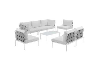 Image for White White Harmony 8 Piece Outdoor Patio Aluminum Sectional Sofa Set