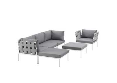Image for White Gray Harmony 6 Piece Outdoor Patio Aluminum Sectional Sofa Set