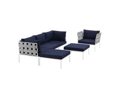 Image for White Navy Harmony 6 Piece Outdoor Patio Aluminum Sectional Sofa Set