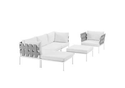 Image for White White Harmony 6 Piece Outdoor Patio Aluminum Sectional Sofa Set