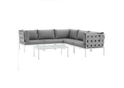 Image for White Gray Harmony 6 Piece Outdoor Patio Aluminum Sectional Sofa Set