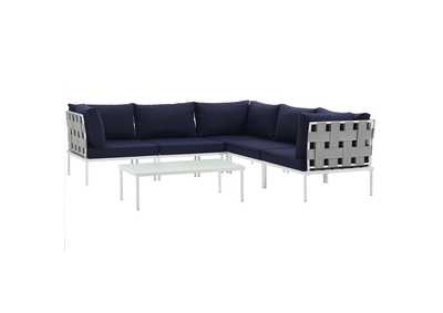 Image for White Navy Harmony 6 Piece Outdoor Patio Aluminum Sectional Sofa Set