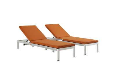 Image for Silver Orange Shore 3 Piece Outdoor Patio Aluminum Chaise with Cushions
