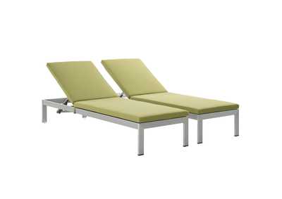 Image for Silver Peridot Shore Chaise with Cushions Outdoor Patio Aluminum [Set of 2]