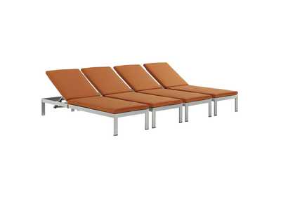 Image for Silver Orange Shore Chaise with Cushions Outdoor Patio Aluminum [Set of 4]