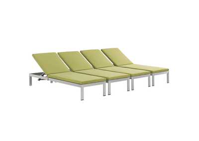 Image for Silver Peridot Shore Chaise with Cushions Outdoor Patio Aluminum [Set of 4]