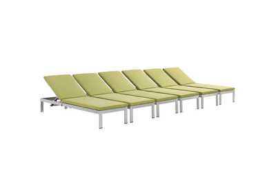 Image for Silver Peridot Shore Chaise with Cushions Outdoor Patio Aluminum [Set of 6]