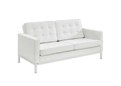 Image for Cream White Loft Leather Loveseat