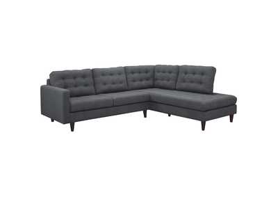 Image for Gray Empress 2 Piece Upholstered Fabric Right Facing Bumper Sectional