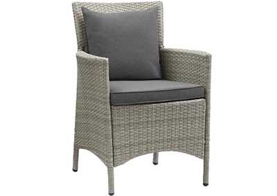 Image for Conduit Light Gray Charcoal Outdoor Patio Wicker Rattan Arm Dining Chair