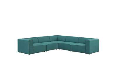 Image for Teal Mingle 5 Piece Upholstered Fabric Sectional Sofa Set