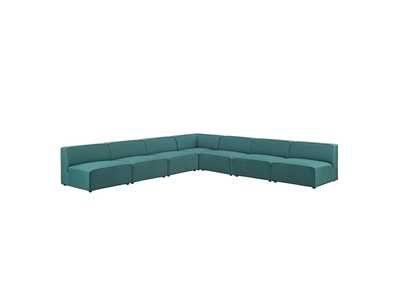Image for Teal Mingle 7 Piece Upholstered Fabric Sectional Sofa Set